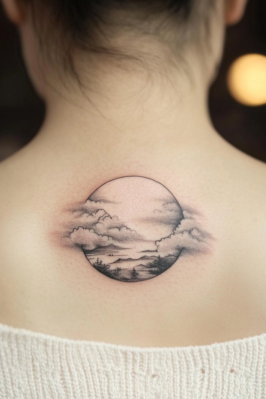 Back Moon Tattoo For Women 12