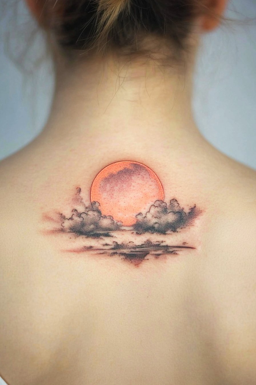 Back Moon Tattoo For Women 13