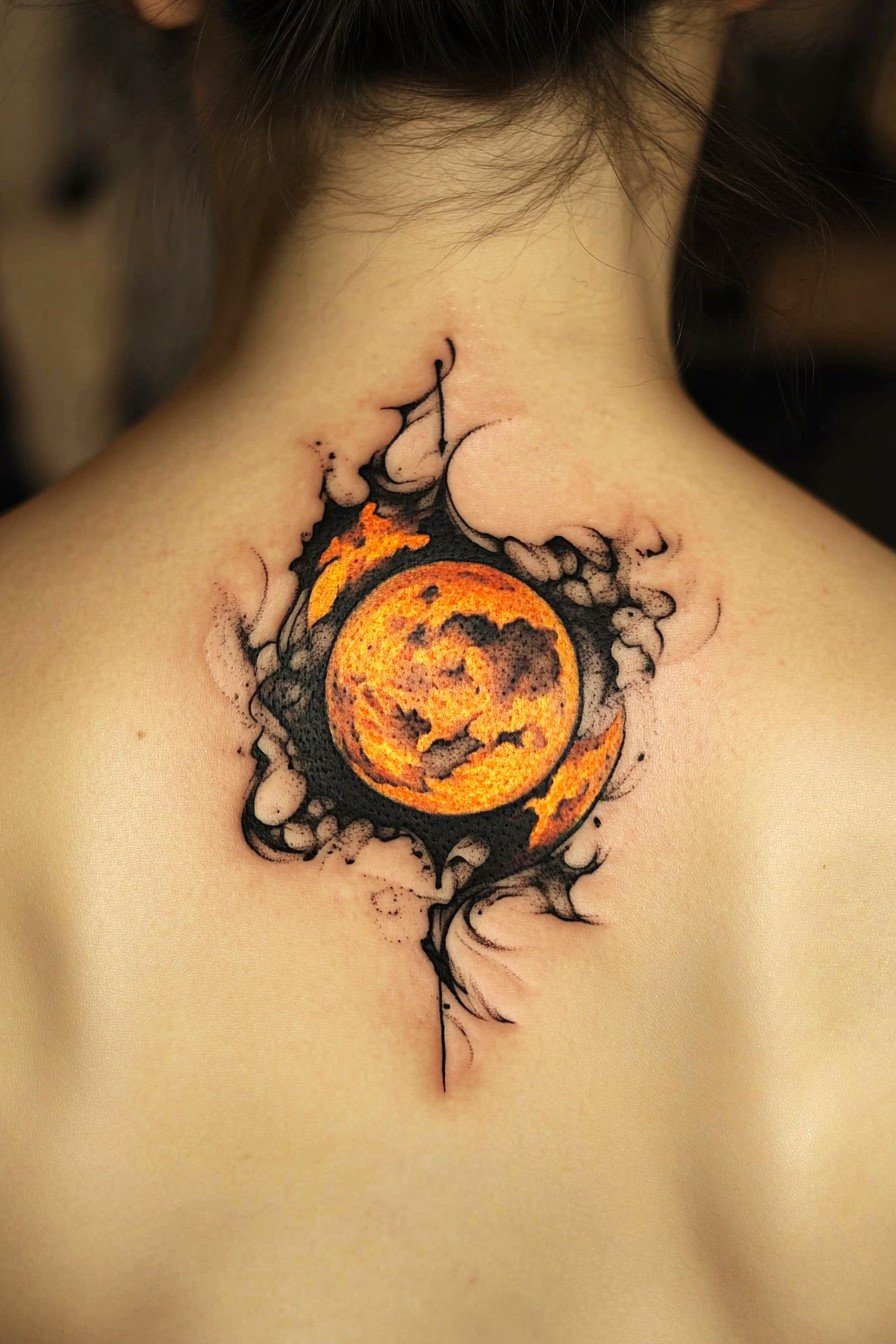 Back Moon Tattoo For Women 14