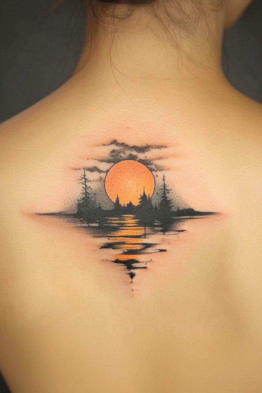 Back Moon Tattoo For Women 15