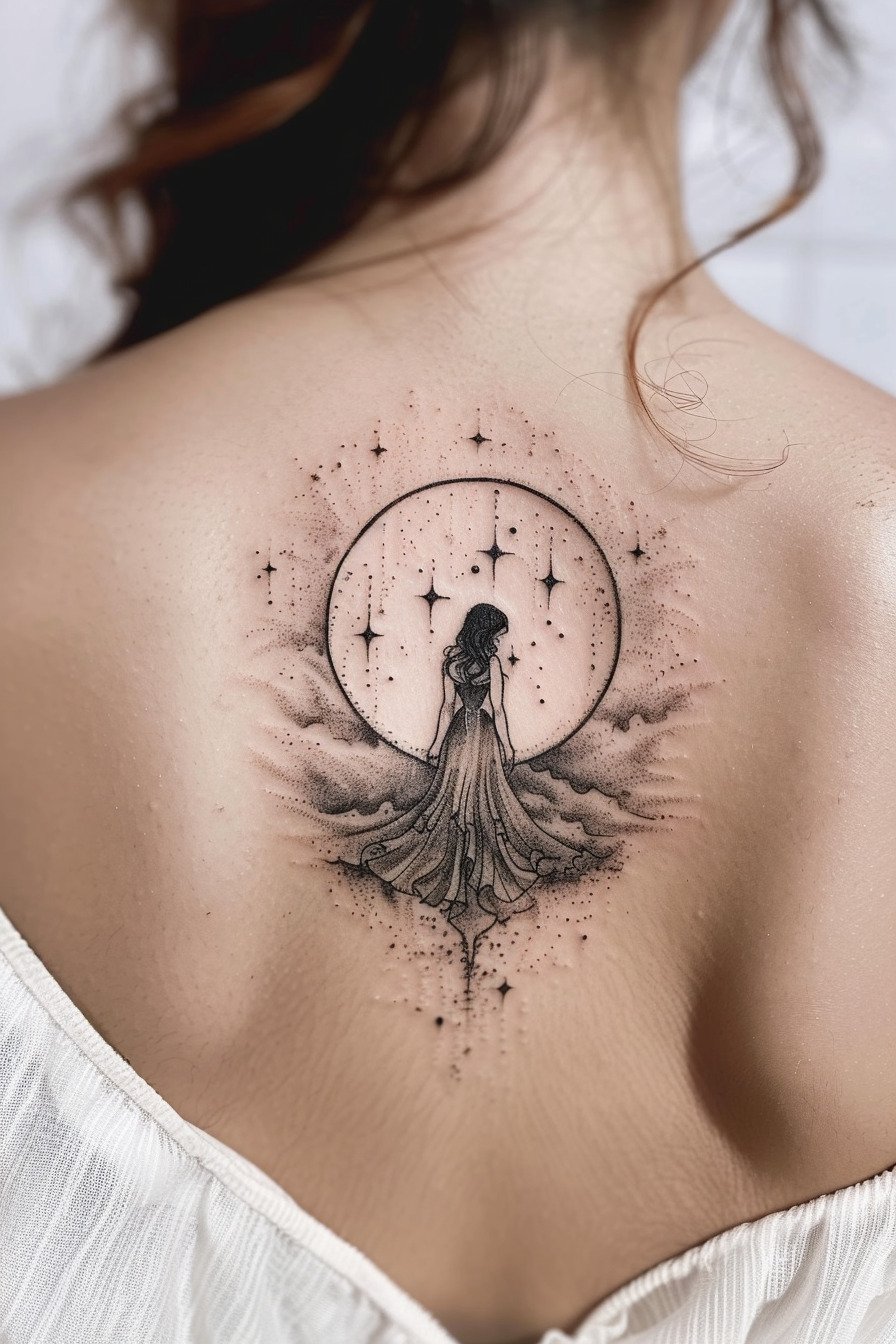 Back Moon Tattoo For Women 2