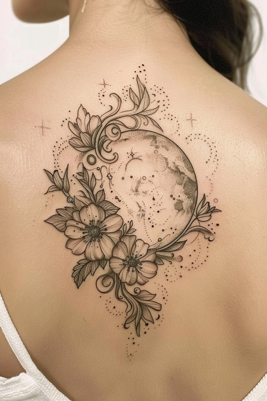 Back Moon Tattoo For Women 4