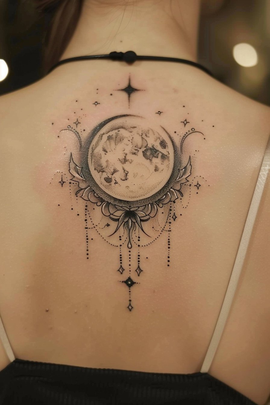 Back Moon Tattoo For Women 5