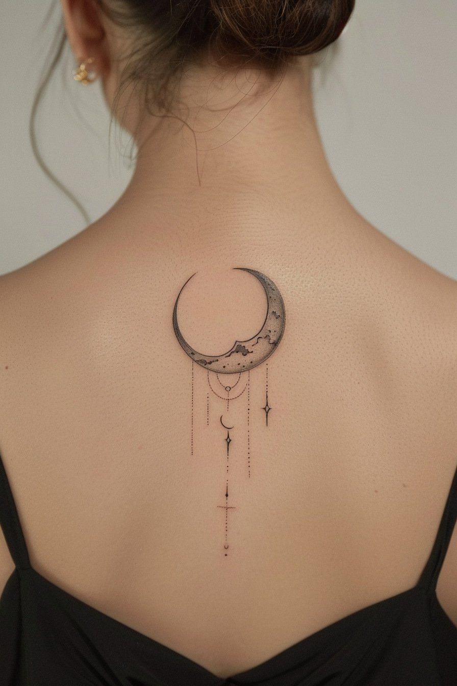 Back Moon Tattoo For Women 7