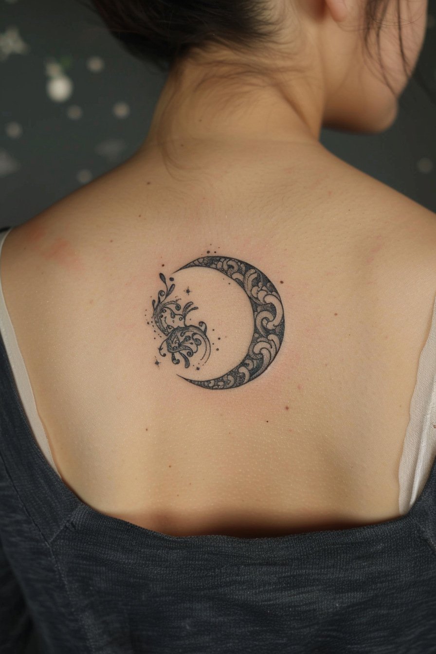 Back Moon Tattoo For Women 8