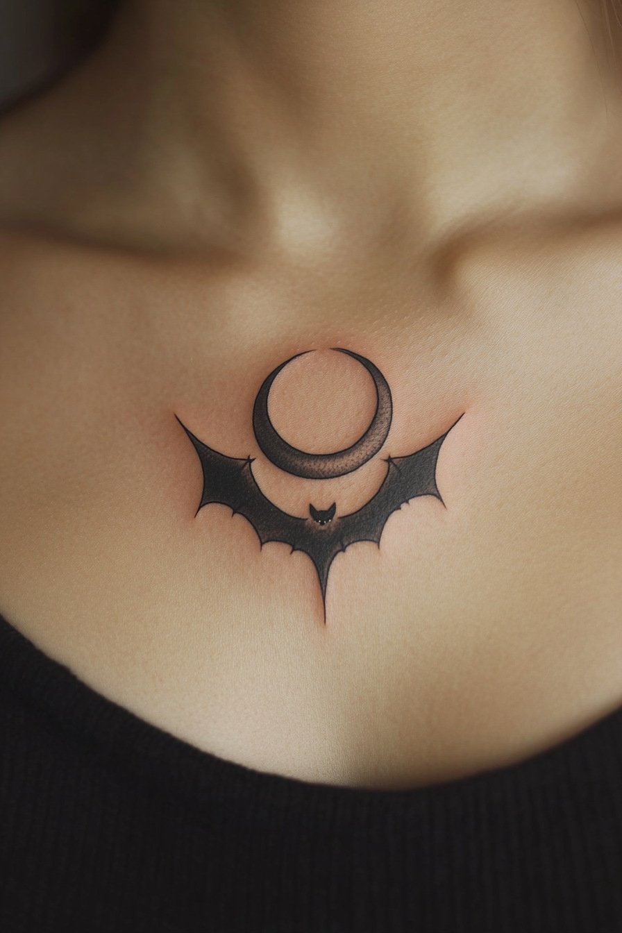 Chest Moon Tattoo For Women 12