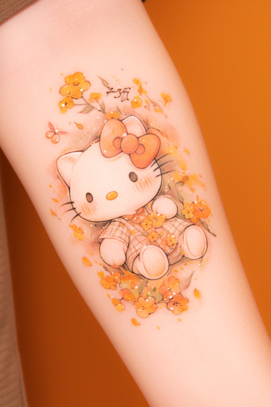 Cute Hello Kitty Tattoo Design Idea 1