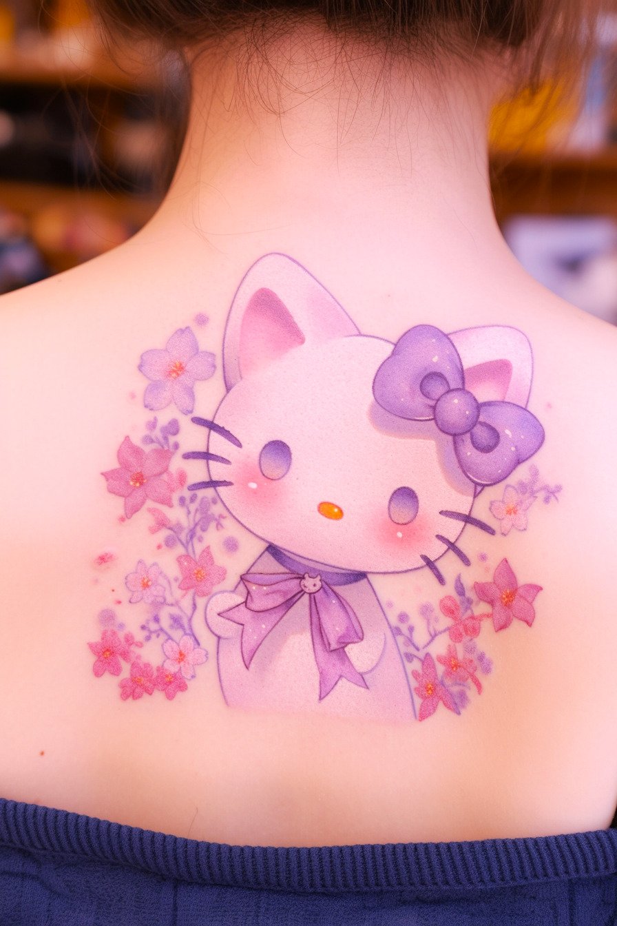 Cute Hello Kitty Tattoo Design Idea 14