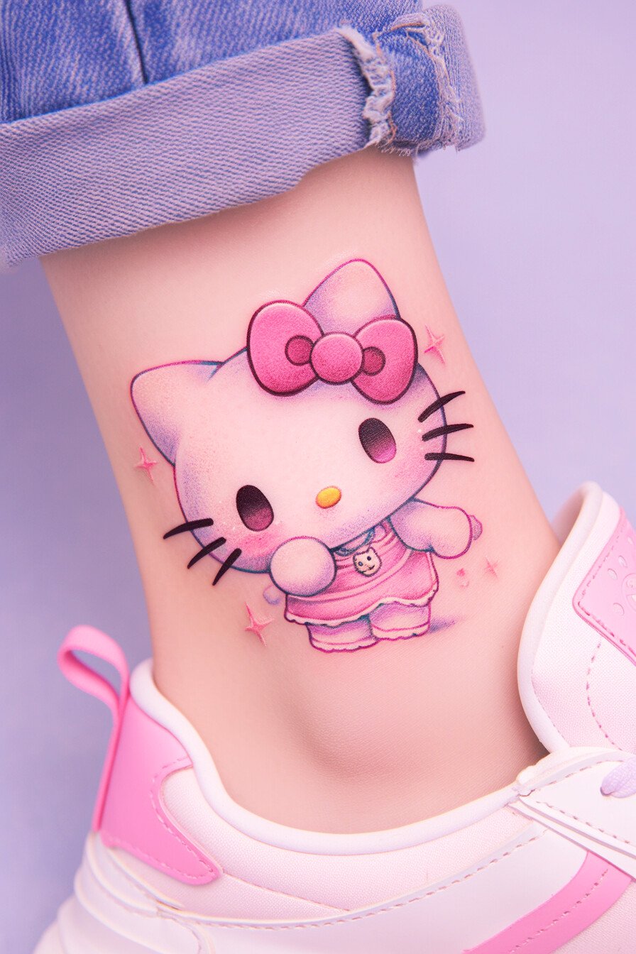 Cute Hello Kitty Tattoo Design Idea 2