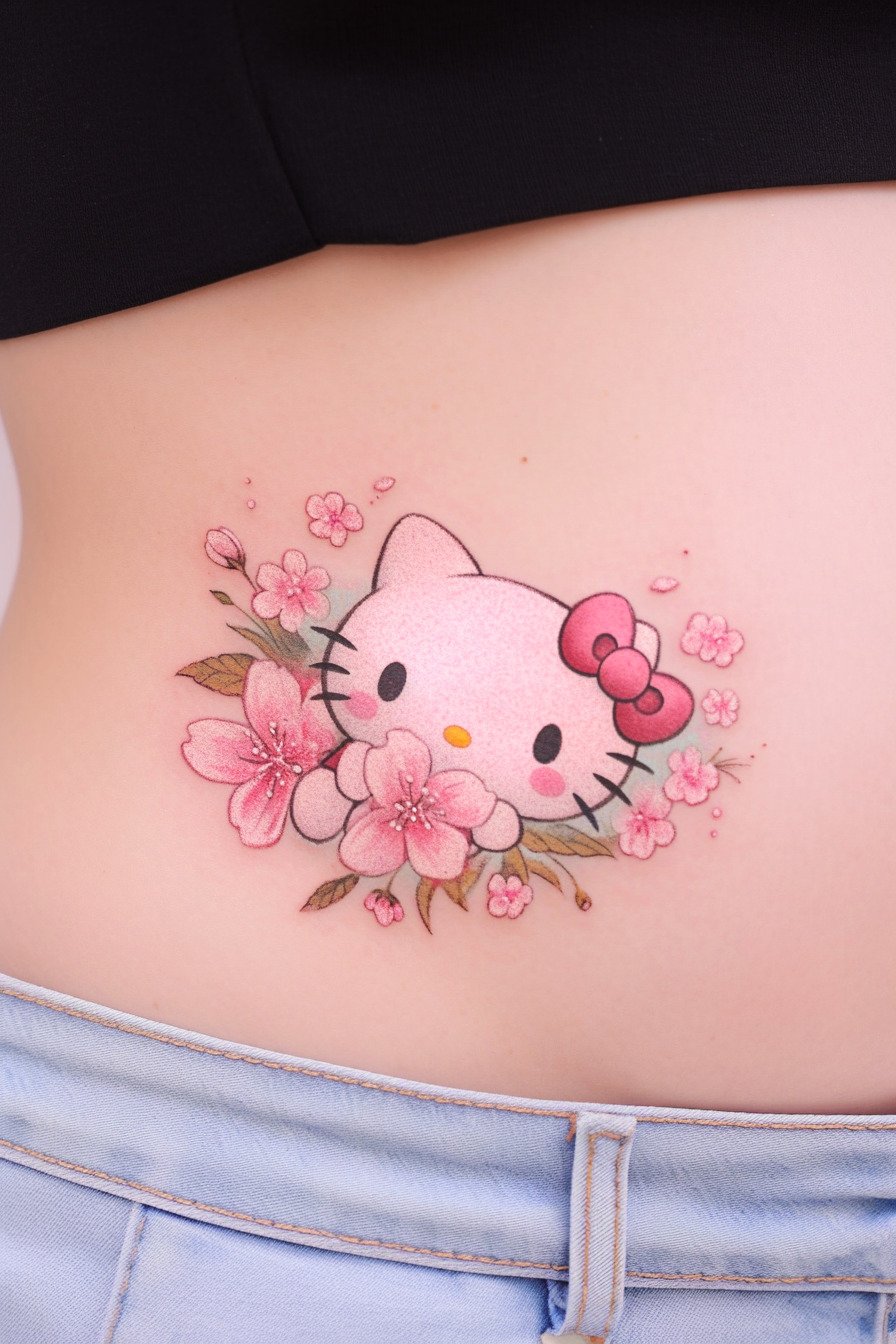 Cute Hello Kitty Tattoo Design Idea 27