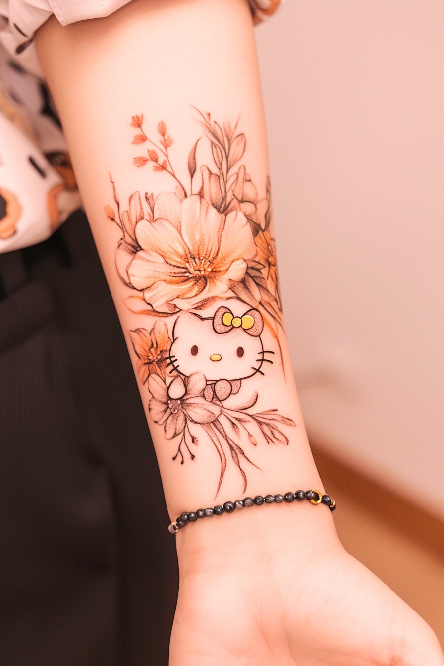 Cute Hello Kitty Tattoo Design Idea 31