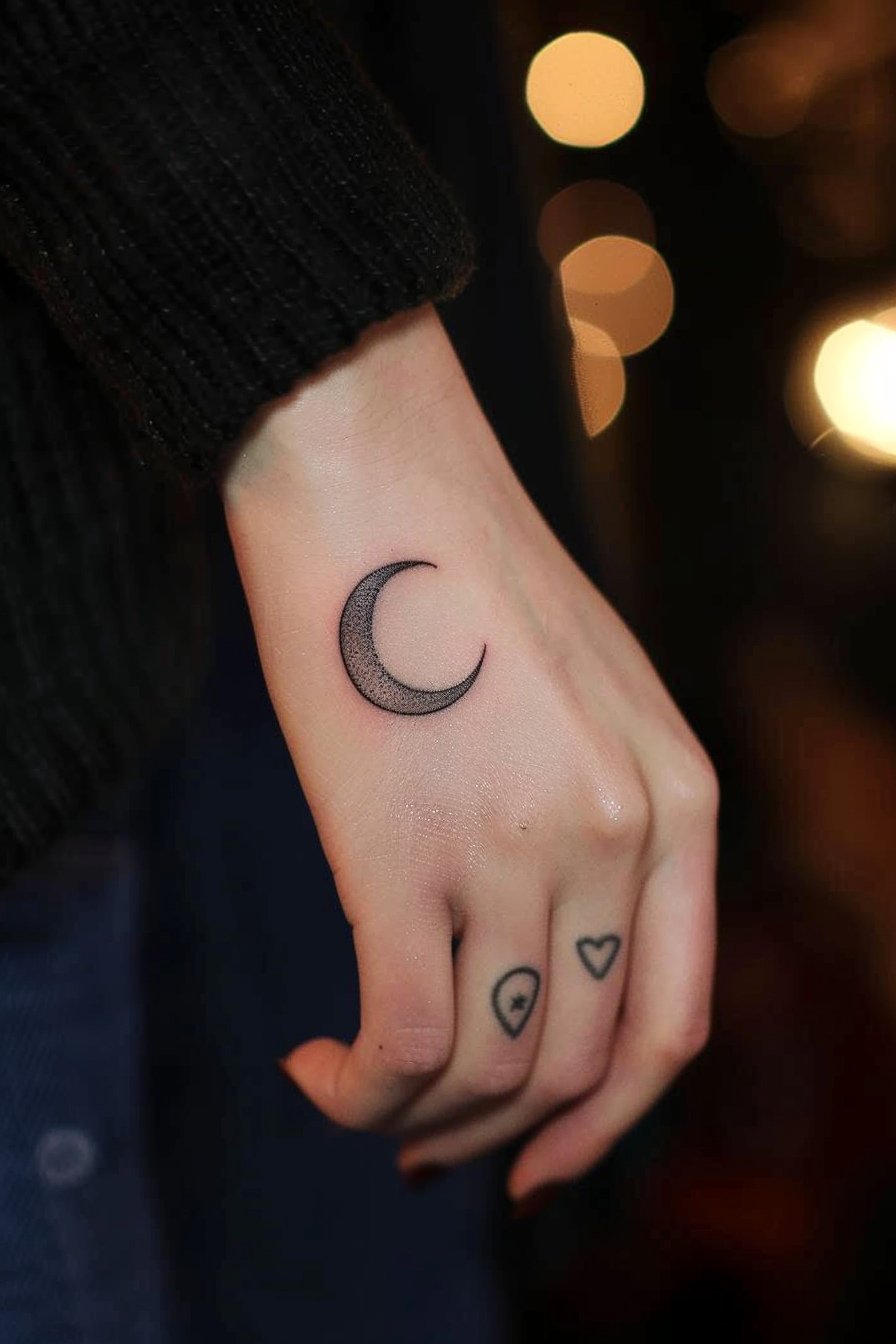 Hand Moon Tattoo For Women 1