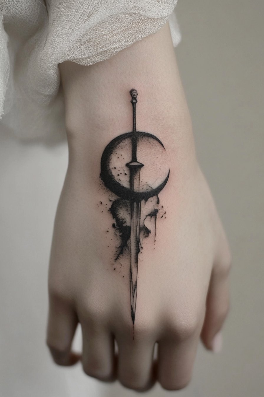 Hand Moon Tattoo For Women 12