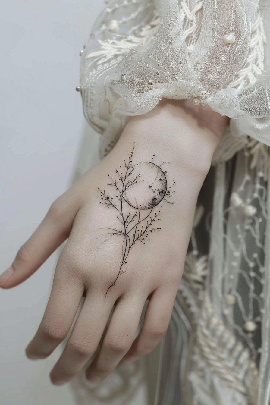 Hand Moon Tattoo For Women 3