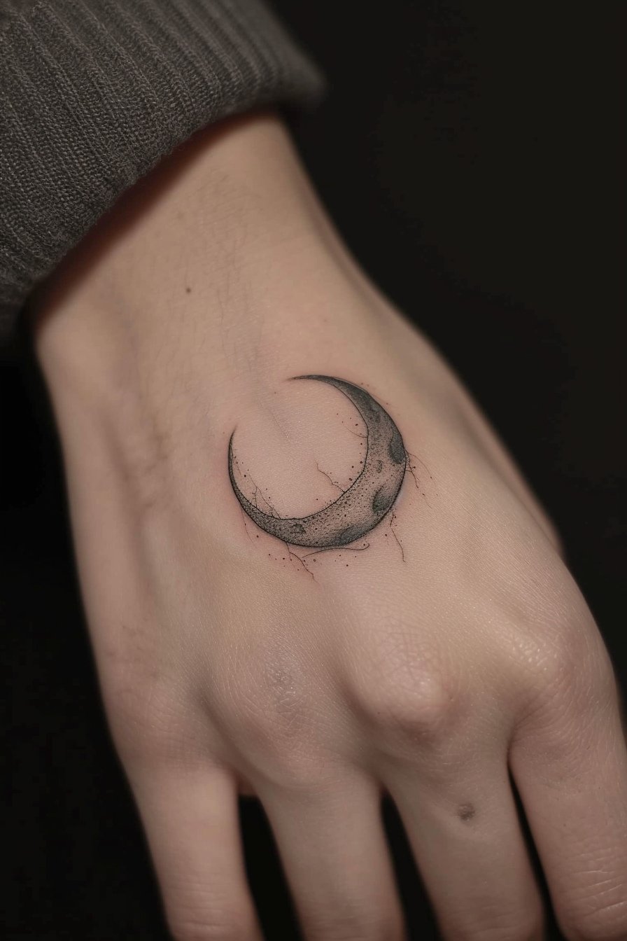 Hand Moon Tattoo For Women 4