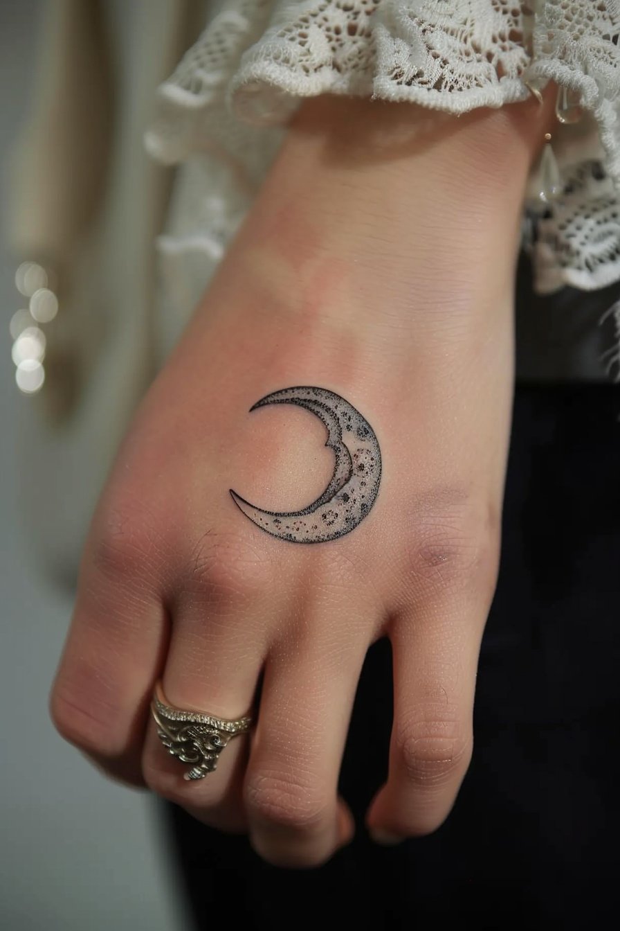 Hand Moon Tattoo For Women 6