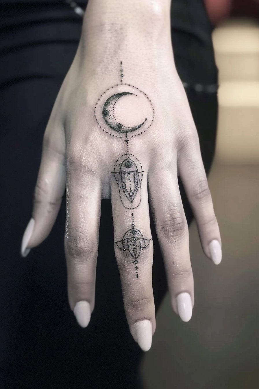 Hand Moon Tattoo For Women 7