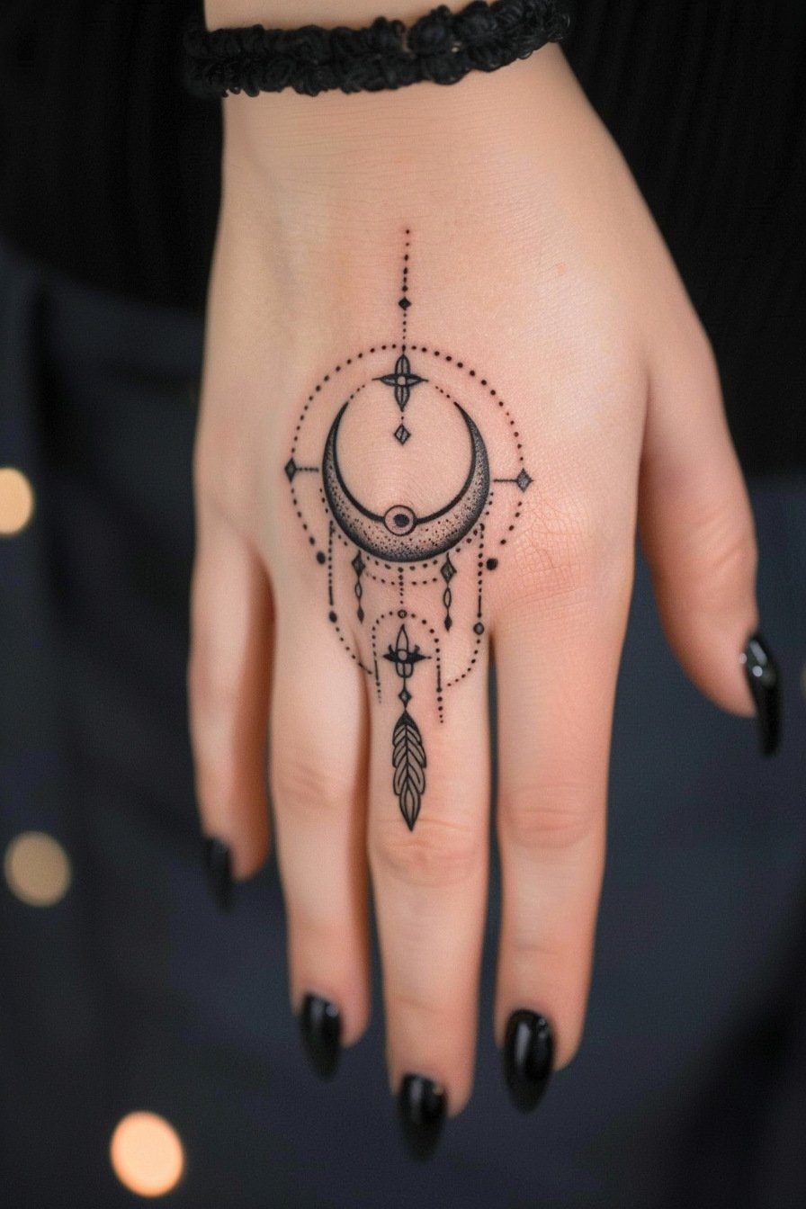 Hand Moon Tattoo For Women 9