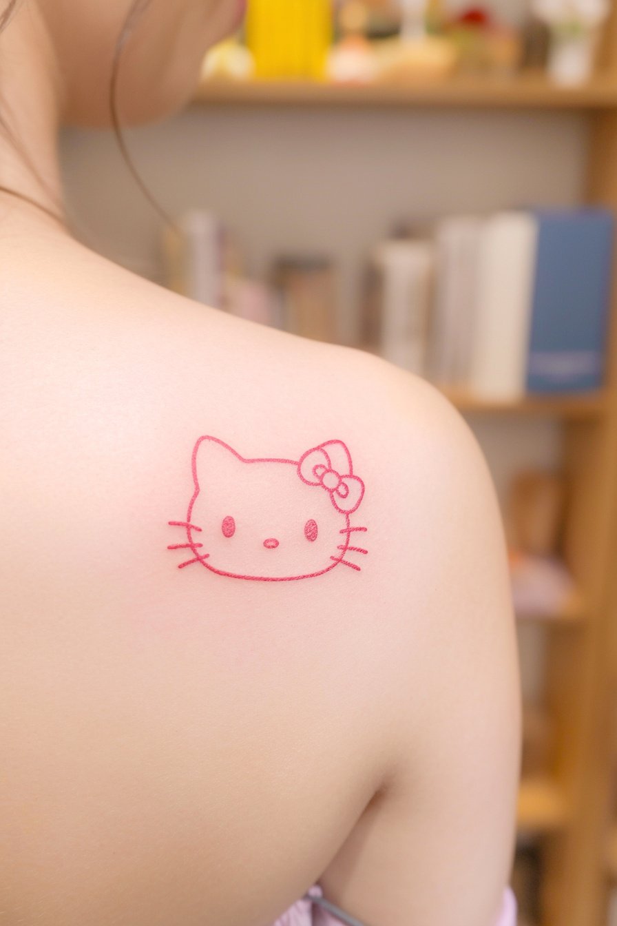 Small Hello Kitty Tattoo Design Idea 1