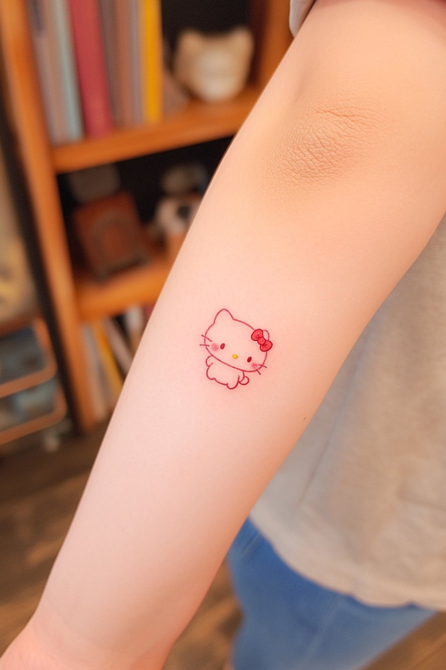 Small Hello Kitty Tattoo Design Idea 10