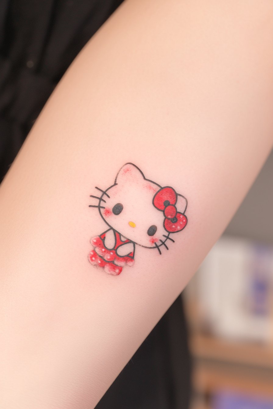 Small Hello Kitty Tattoo Design Idea 11