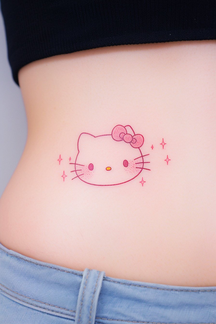 Small Hello Kitty Tattoo Design Idea 12