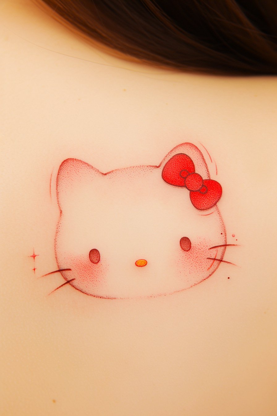 Small Hello Kitty Tattoo Design Idea 13