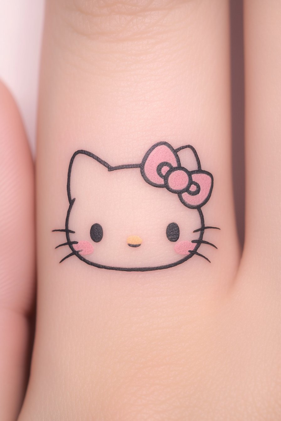 Small Hello Kitty Tattoo Design Idea 15