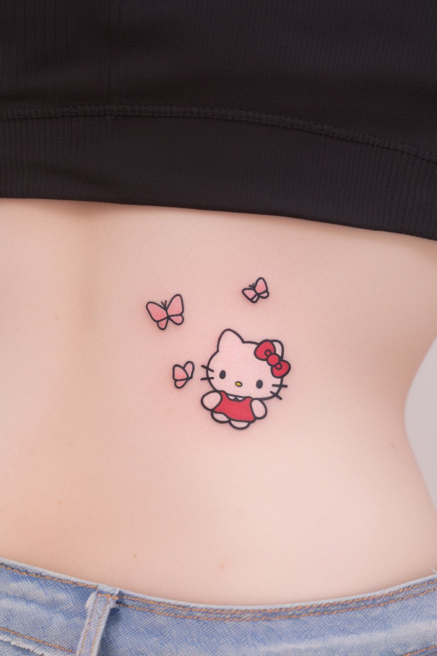 Small Hello Kitty Tattoo Design Idea 18