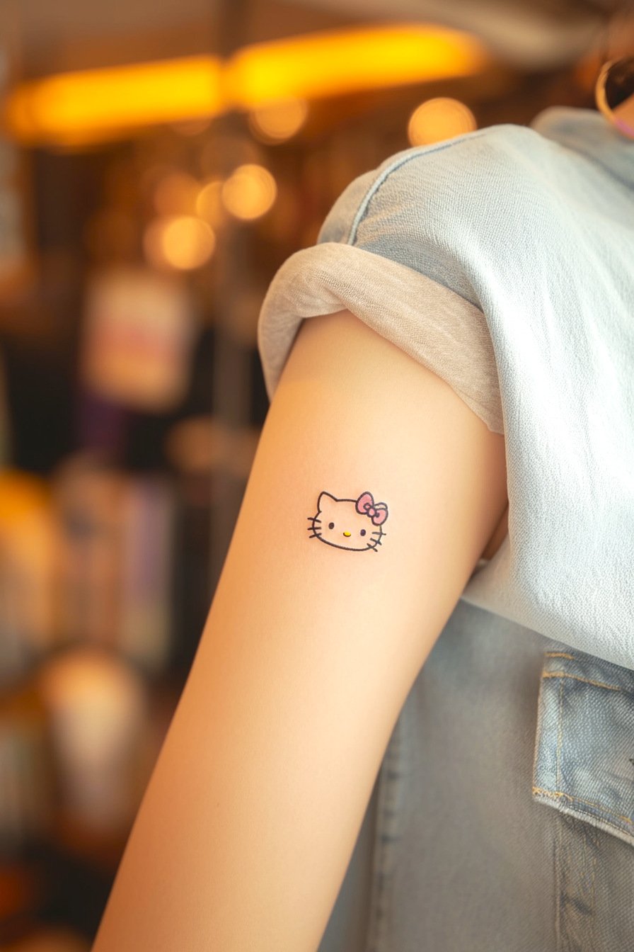 Small Hello Kitty Tattoo Design Idea 2