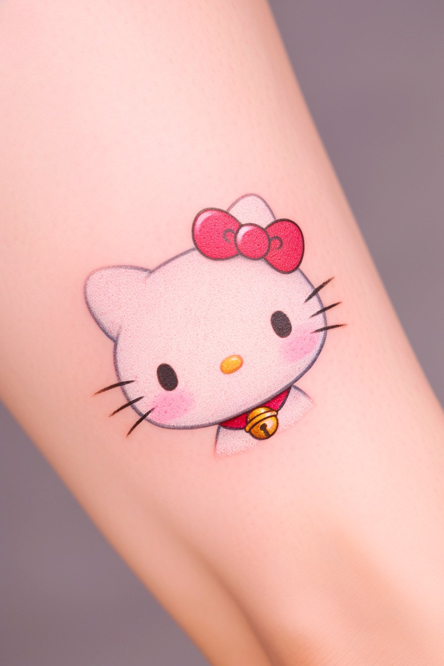 Small Hello Kitty Tattoo Design Idea 5