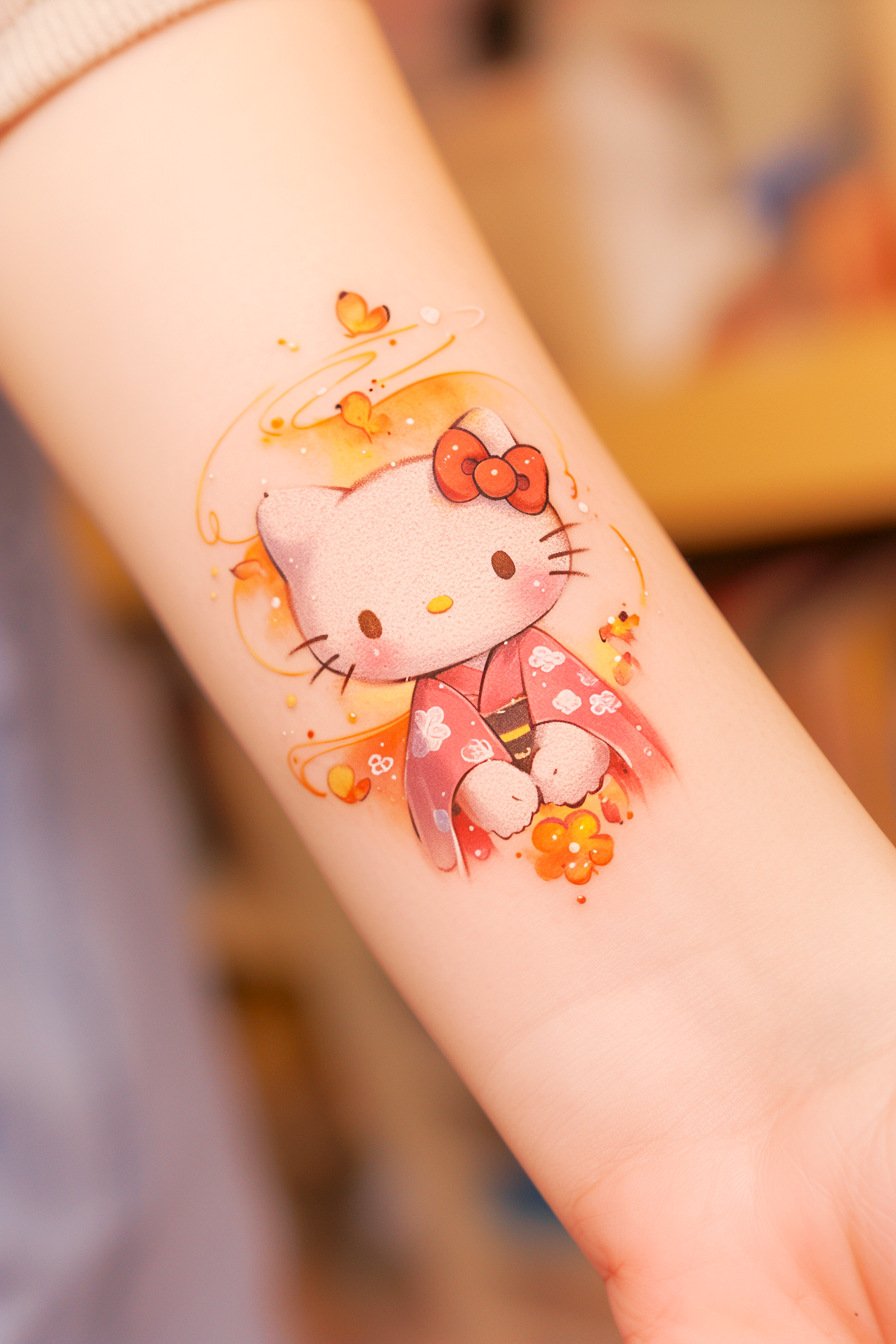 Small Hello Kitty Tattoo Design Idea 7