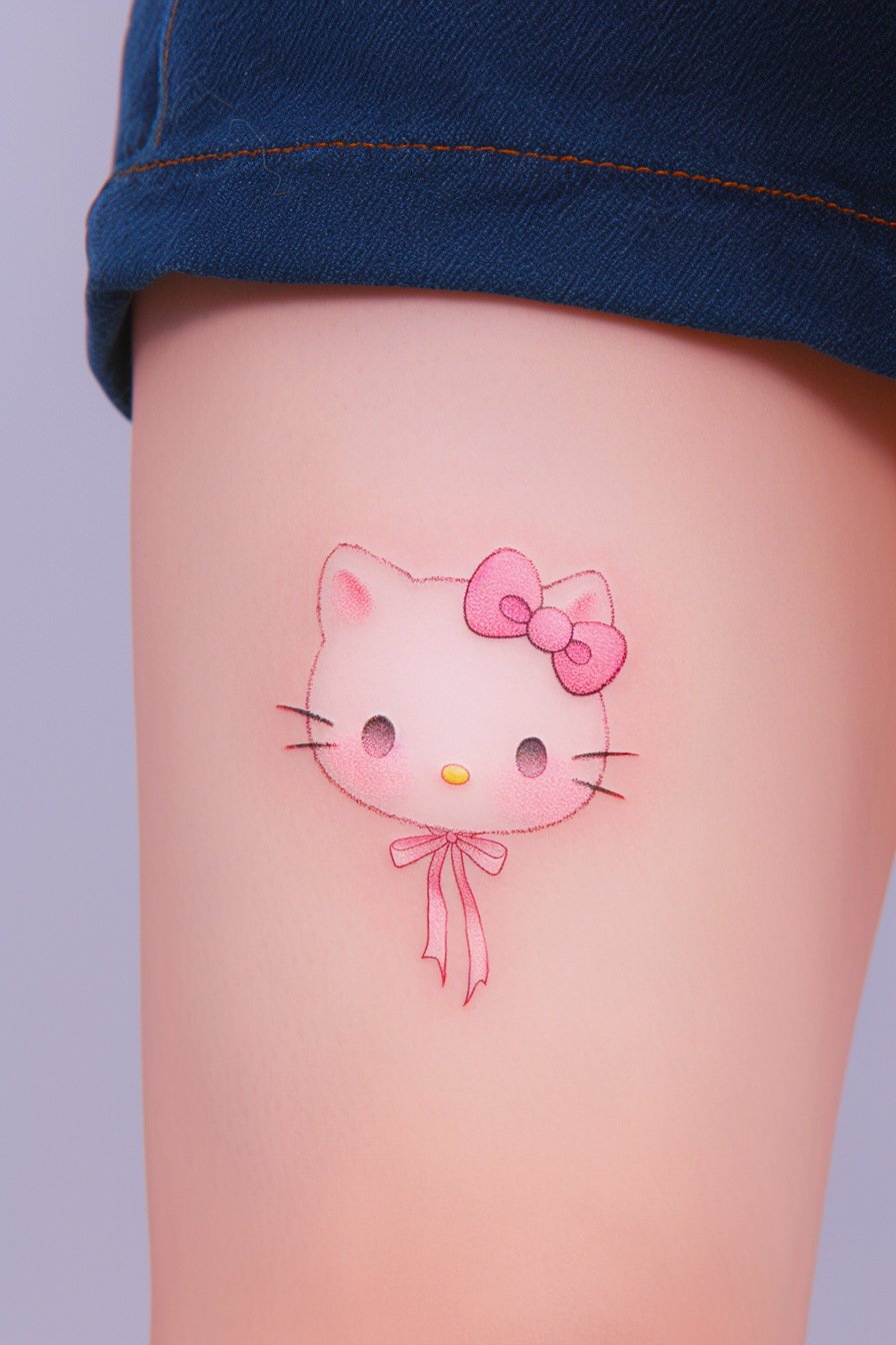 Small Hello Kitty Tattoo Design Idea 9