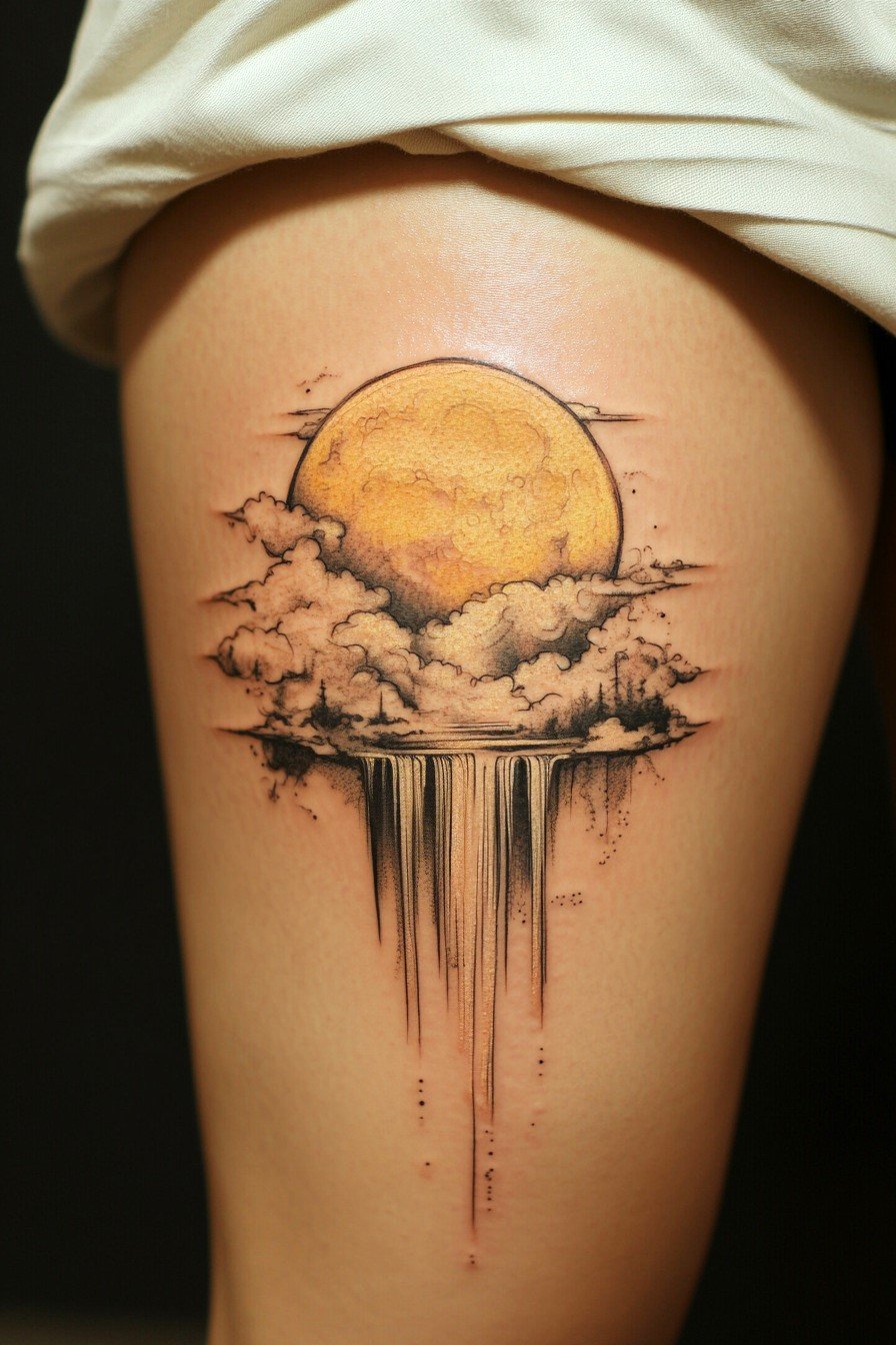 Thigh Moon Tattoo For Women 12