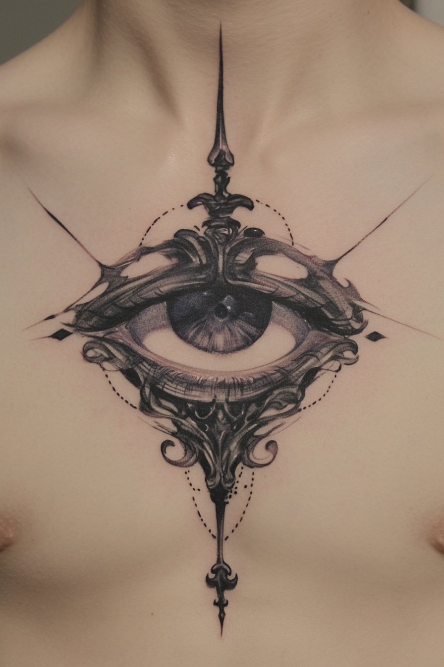 Third Eye Tattoo Ideas for Men Chest (3)