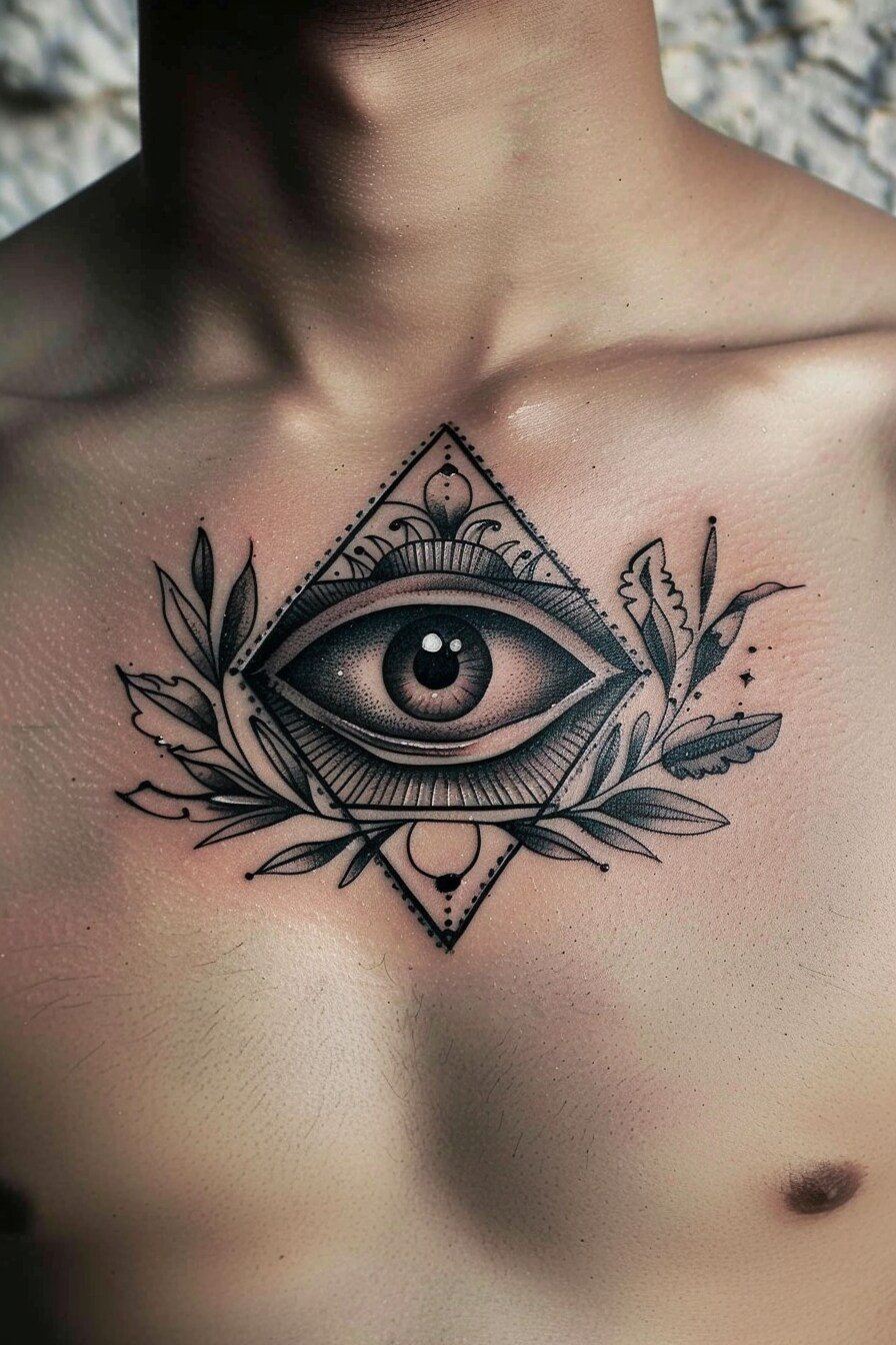 Third Eye Tattoo Ideas for Men Chest (4)