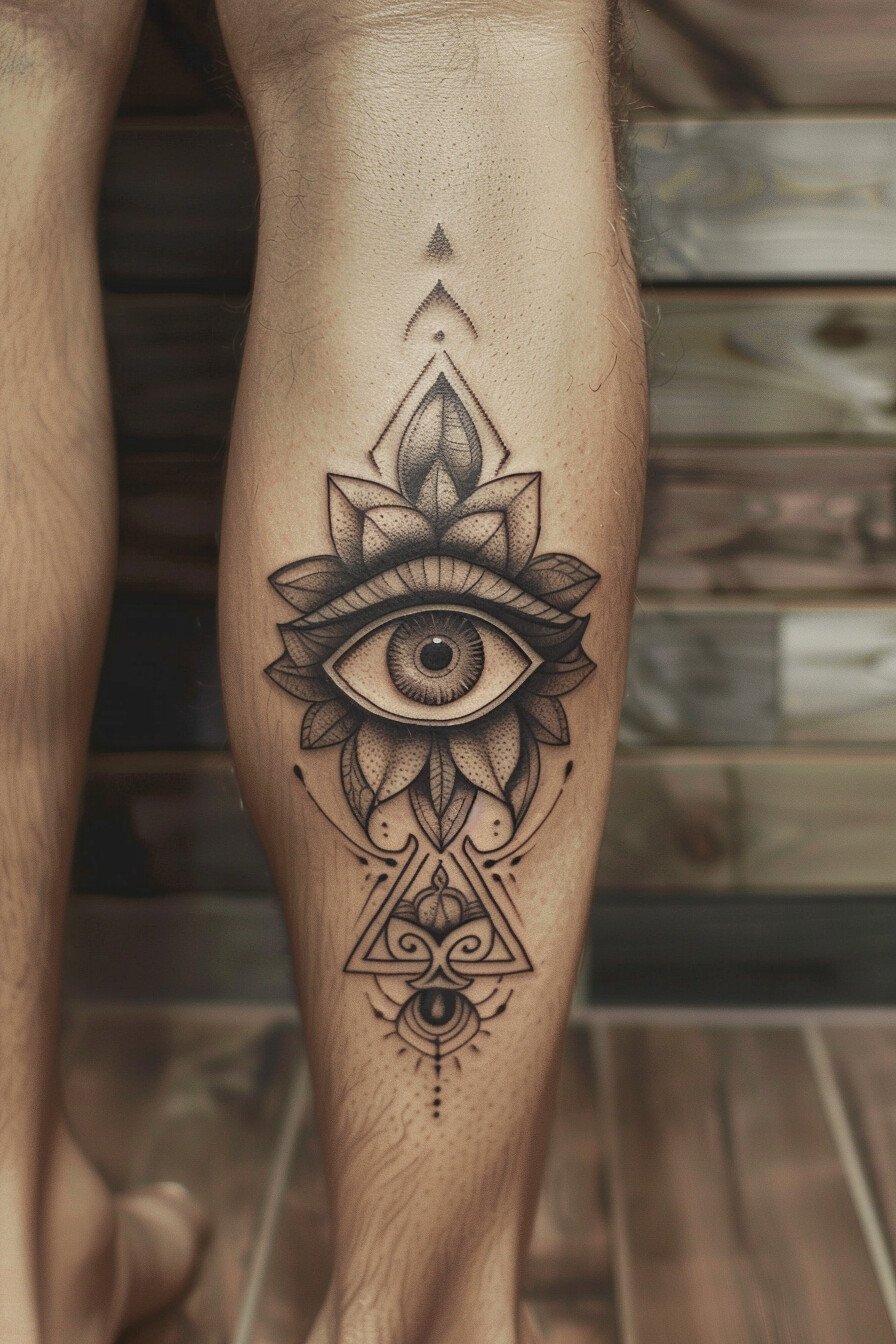 Third Eye Tattoo Ideas for Men Leg (1)