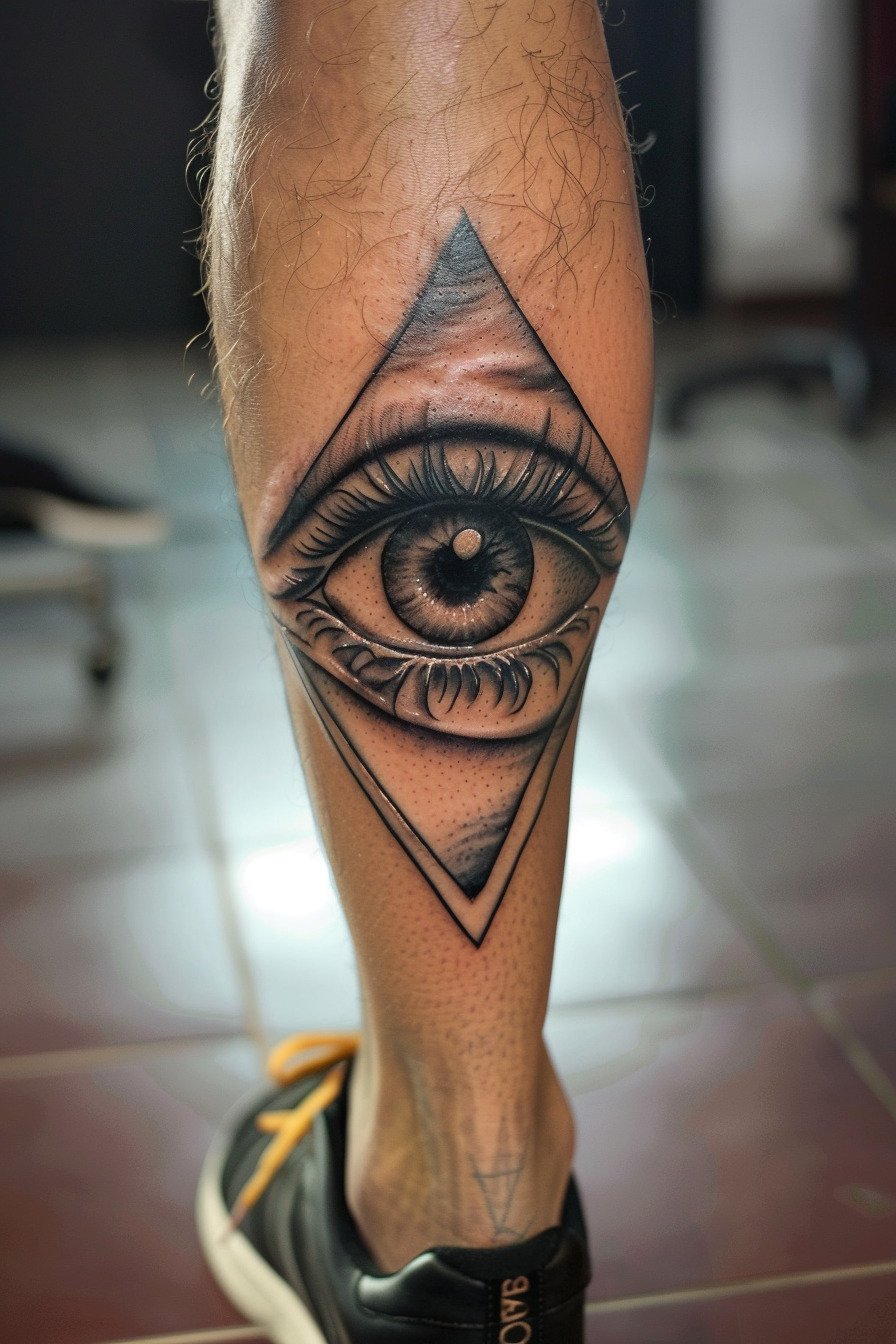 Third Eye Tattoo Ideas for Men Leg (3)