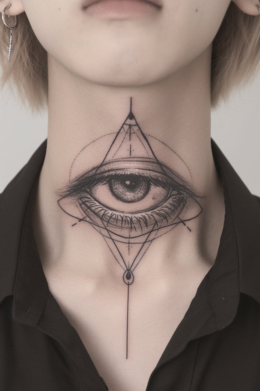 Third Eye Tattoo Ideas for Men Neck (1)