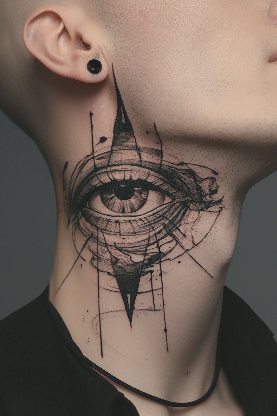 Third Eye Tattoo Ideas for Men Neck (2)