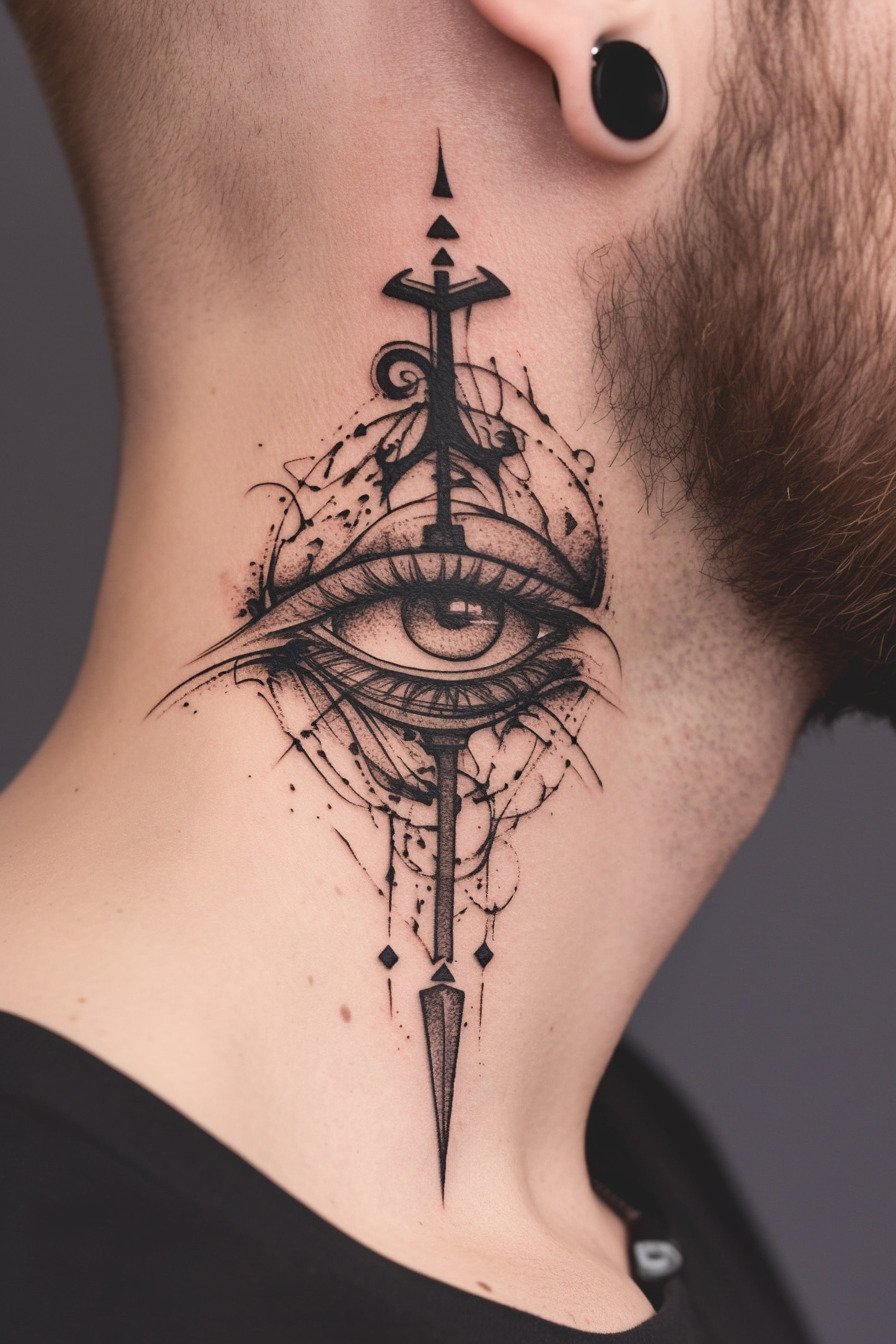 Third Eye Tattoo Ideas for Men Neck (3)