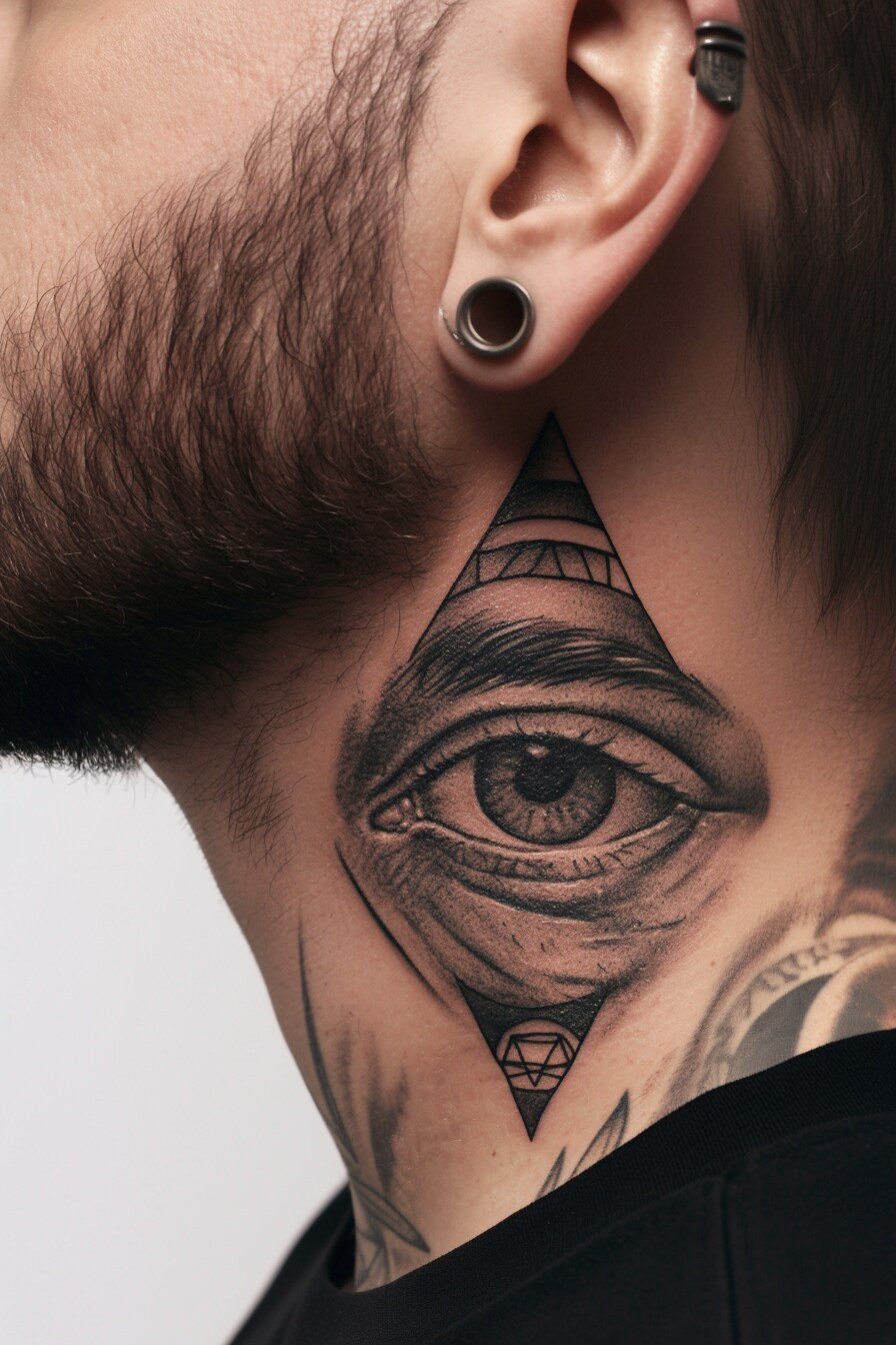 Third Eye Tattoo Ideas for Men Neck (4)