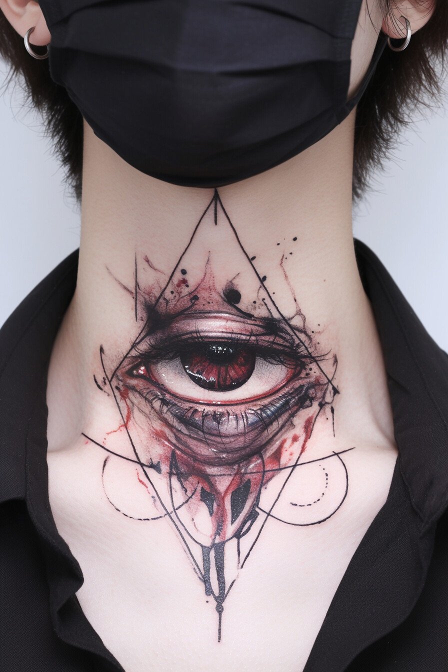 Third Eye Tattoo Ideas for Men Neck (5)