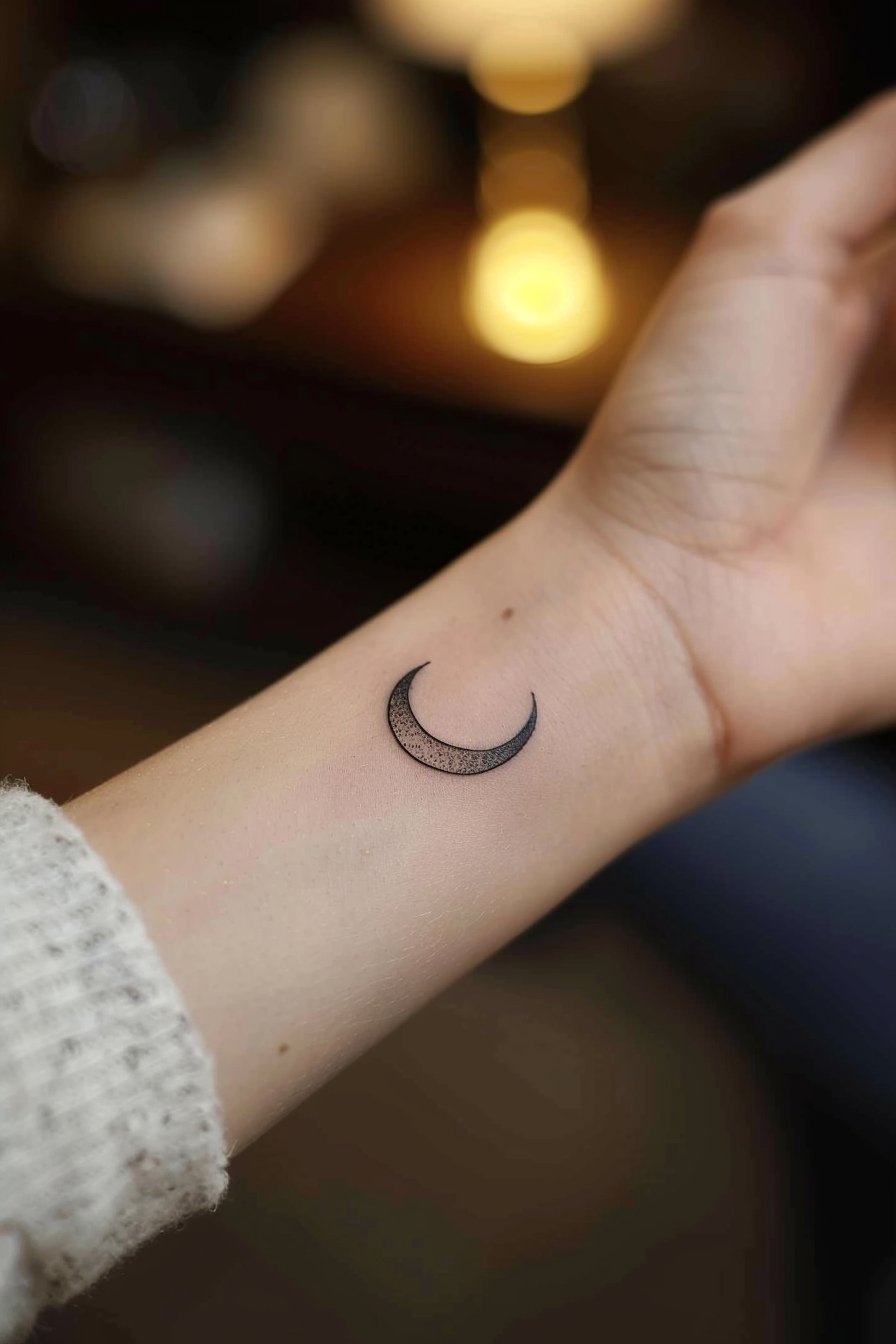 Wrist Moon Tattoo For Women 1