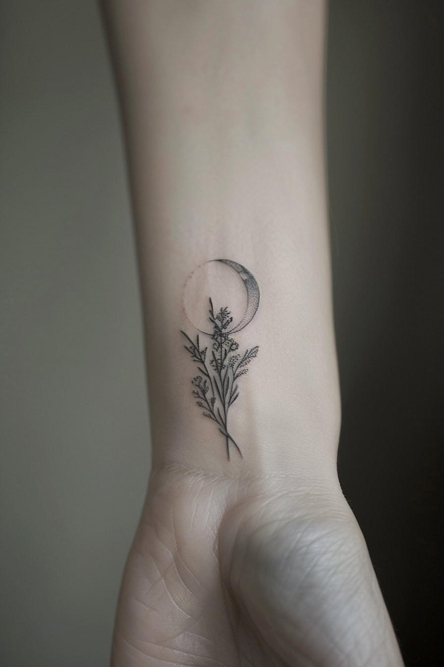 Wrist Moon Tattoo For Women 10