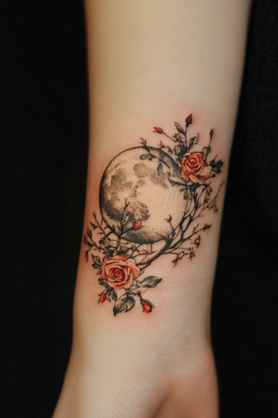 Wrist Moon Tattoo For Women 13