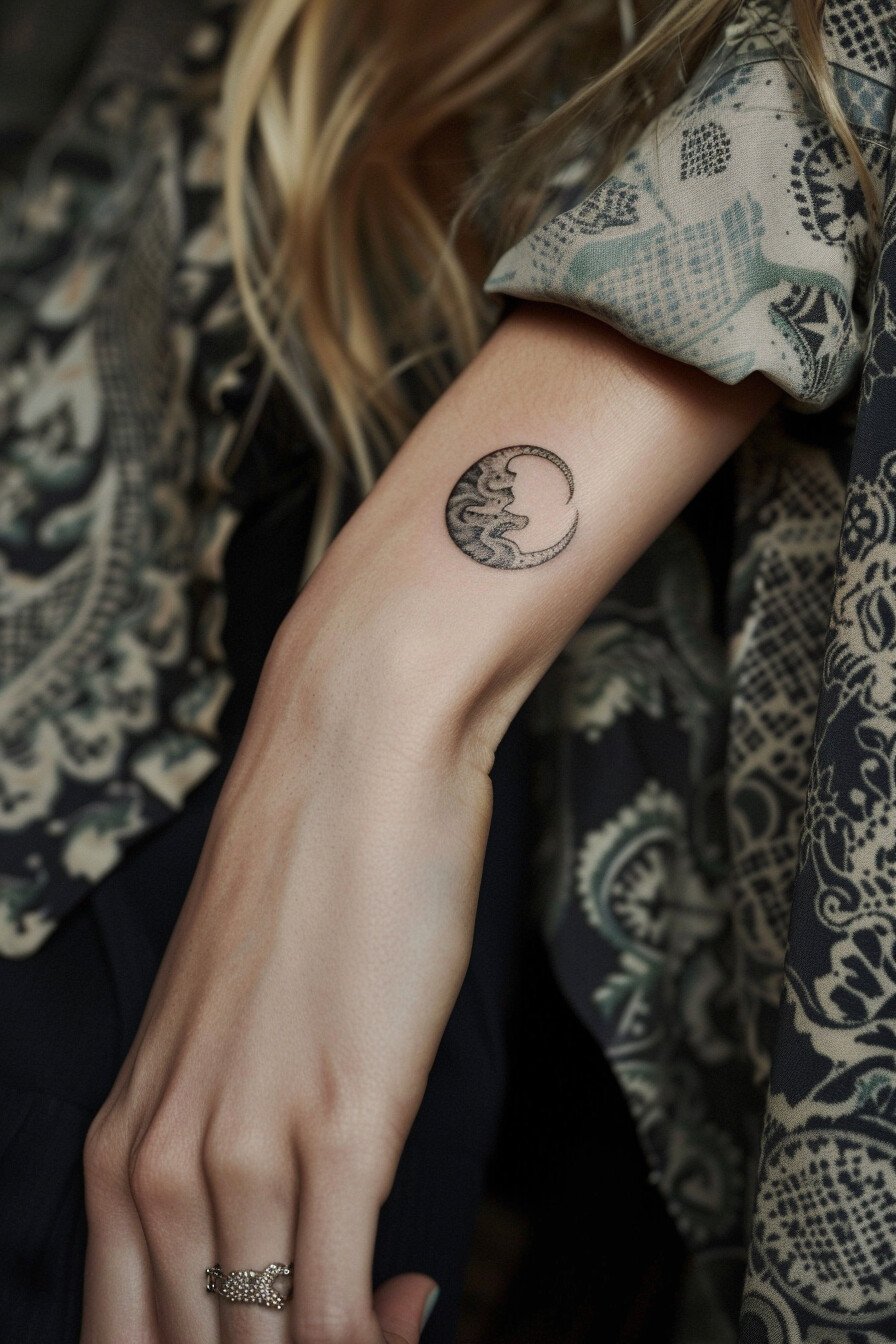 Wrist Moon Tattoo For Women 3