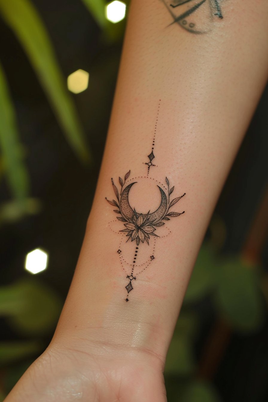 Wrist Moon Tattoo For Women 4