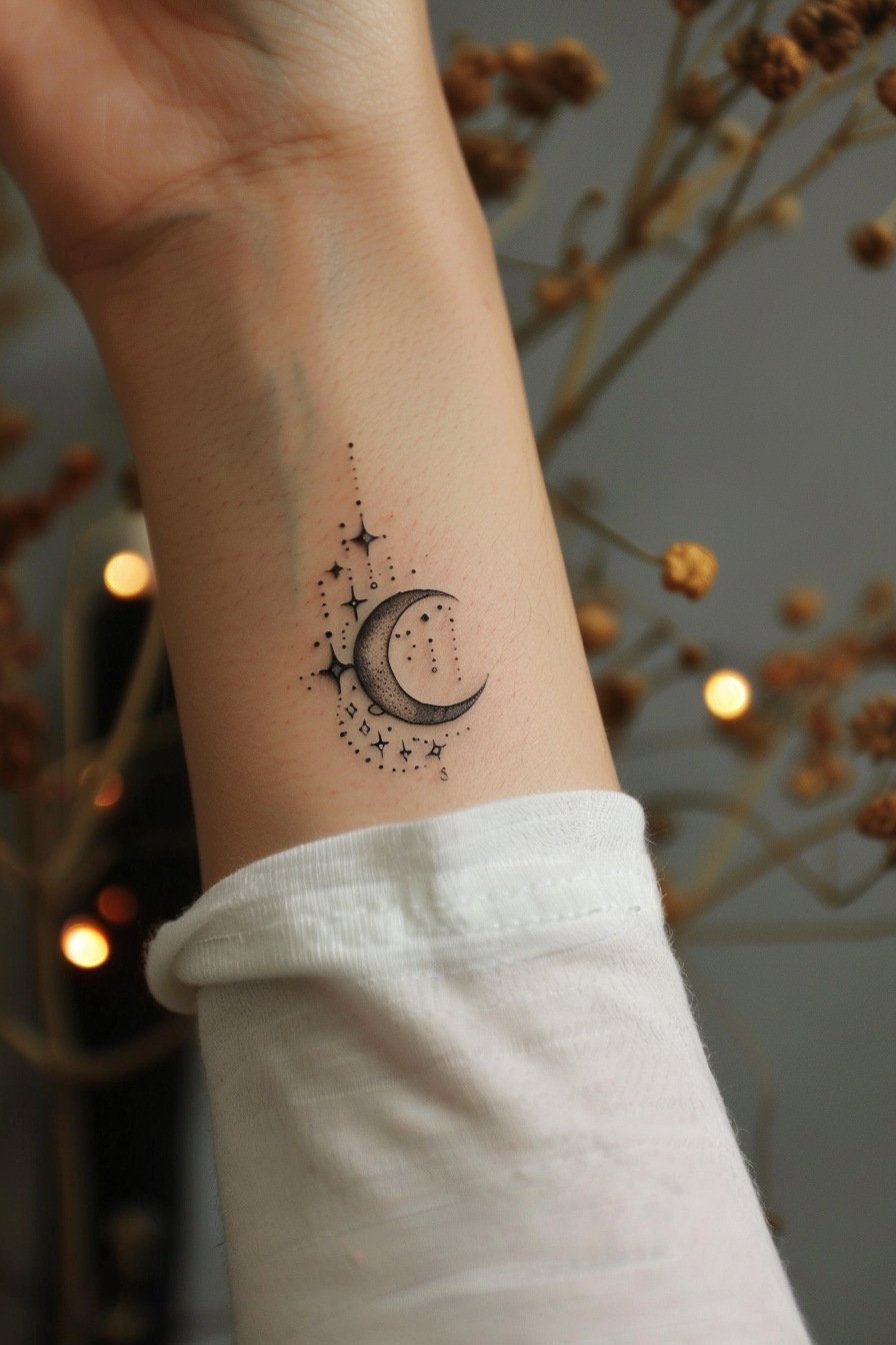 Wrist Moon Tattoo For Women 6