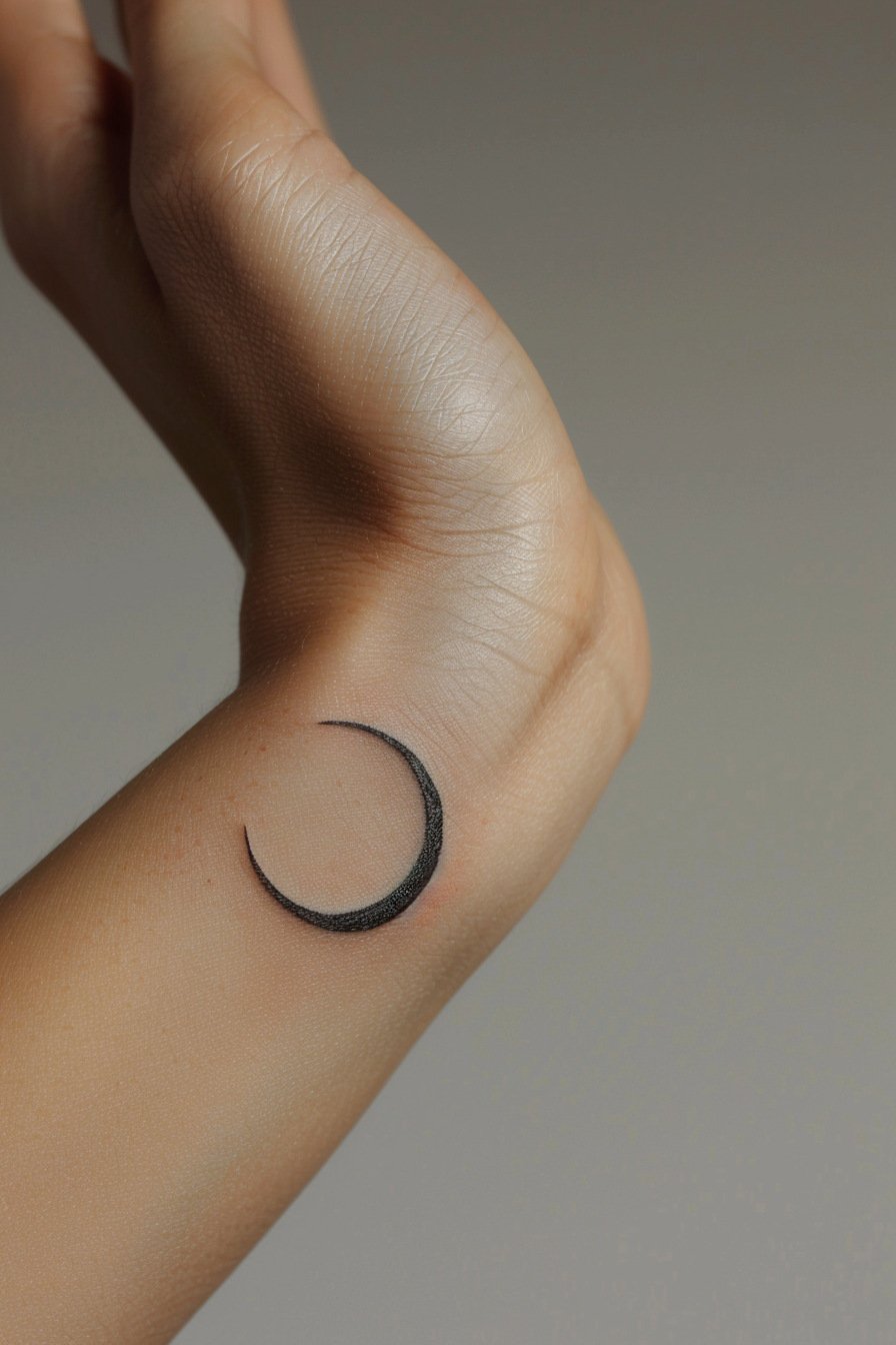 Wrist Moon Tattoo For Women 7